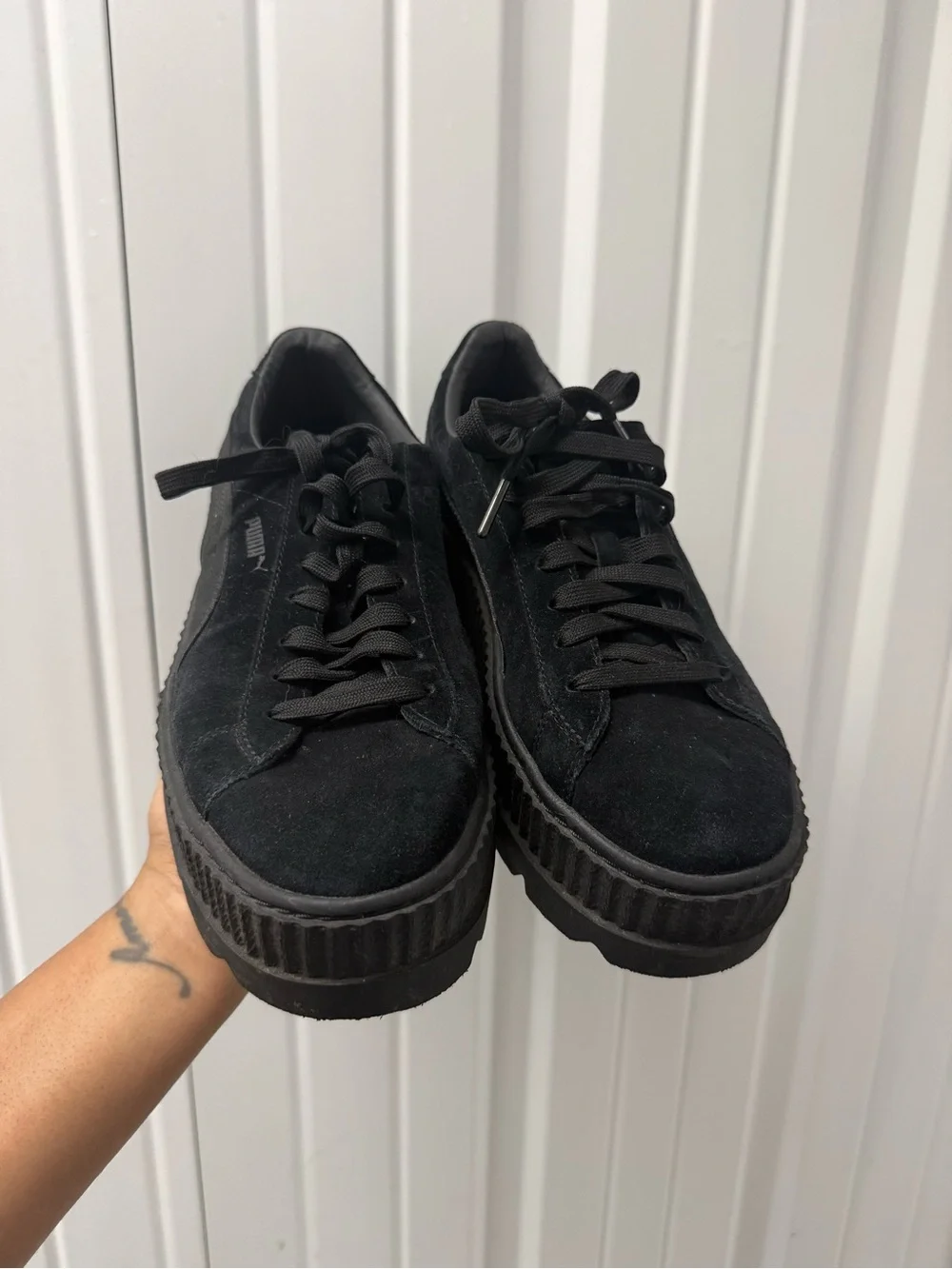 FENTY PUMA Creepers Black Suede Platform Sneakers